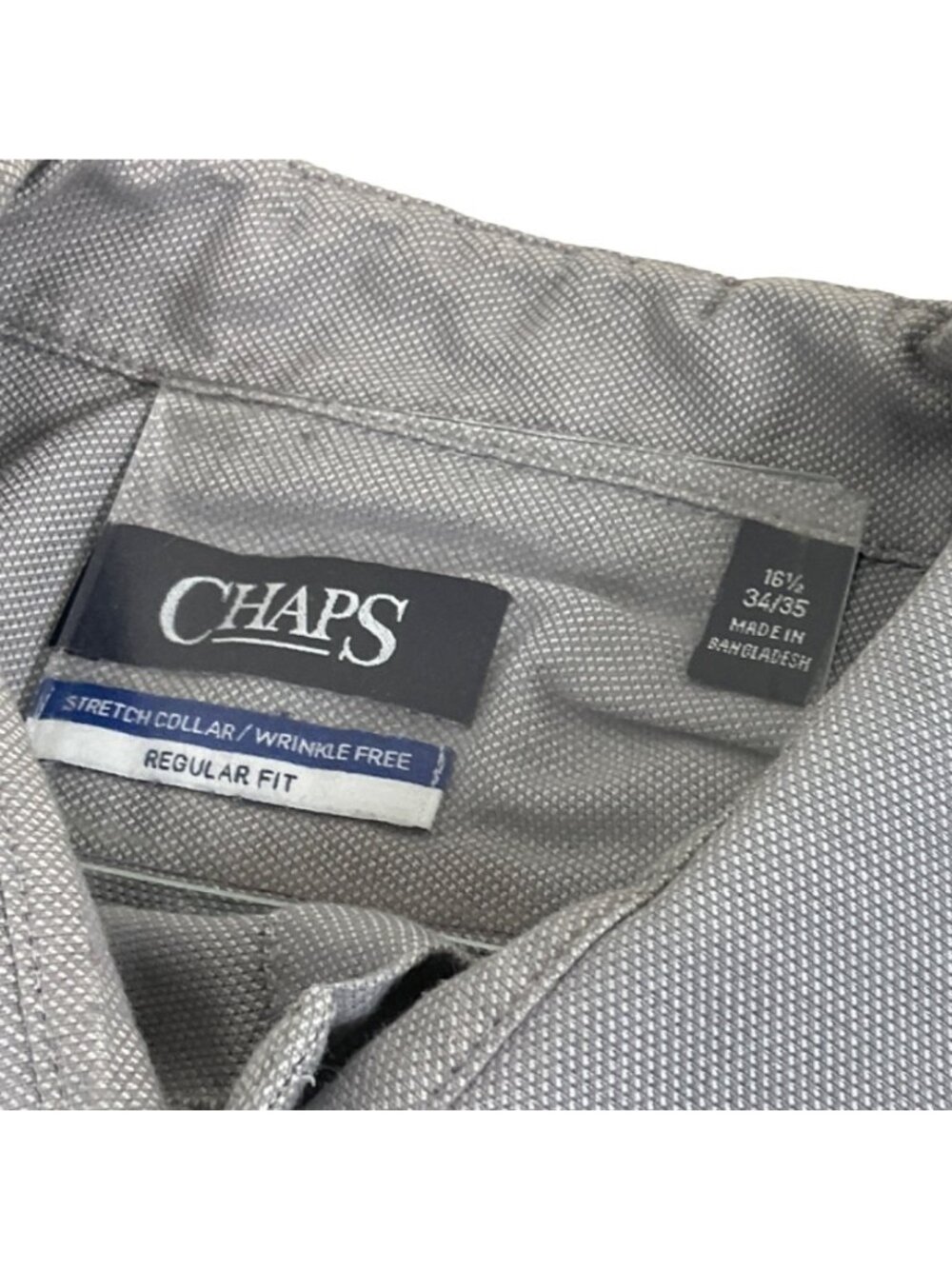 Chaps 16 1/2  34/35 Grey Cotton Blend Long Sleeve Dress Shirt  25c - Picture 3 of 9